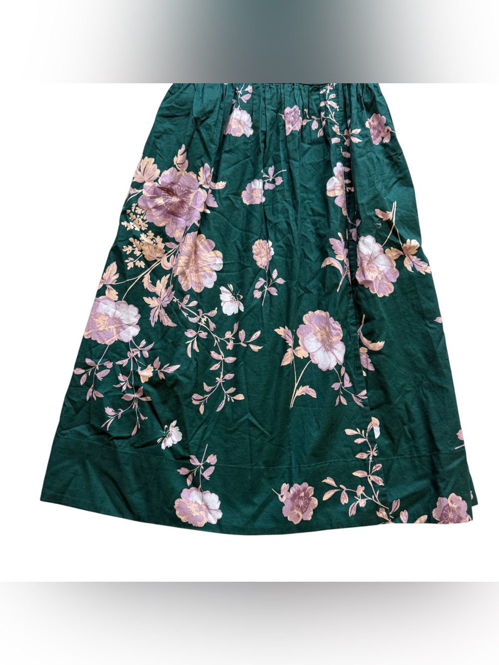 Free People Green Floral Corset Midi Dress S Cottagecore Slit Pockets Romantic - Picture 6 of 15